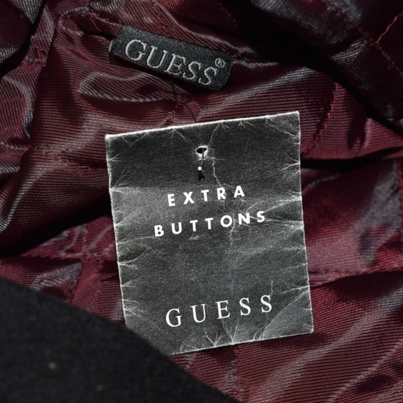 NWT Guess Black Wool-blend Double-breasted Front Pockets Pea Coat Size XL - Picture 11 of 13